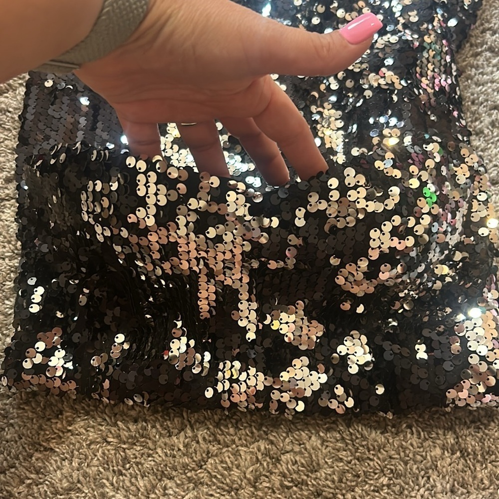 Arden B Black and Silver Sequin Strapless Mini Dress Small - Picture 7 of 7